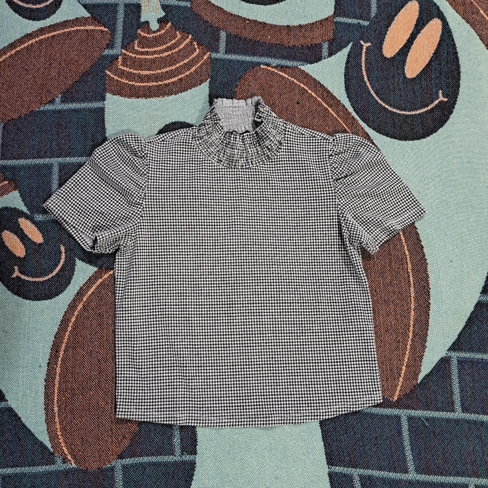 🌈ZARA GINGHAM PUFF SLEEVE TOP-L